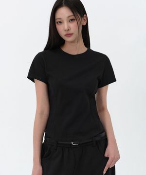 우먼즈 라운드 헴 티셔츠 [블랙]