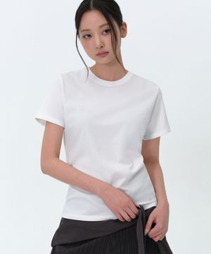 우먼즈 플레인 크루 넥 티셔츠 [화이트]