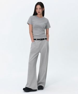 우먼즈 플레인 크루 넥 티셔츠 [미디엄 그레이]