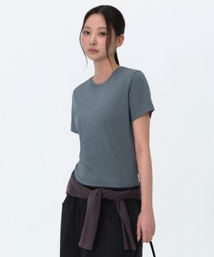 우먼즈 플레인 크루 넥 티셔츠 [피콕 블루]