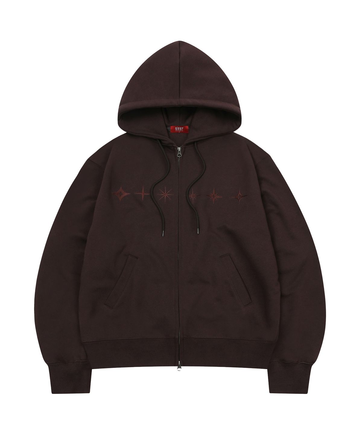 에스이에스티(S'EST) Star Hoodie Zip Up Brown