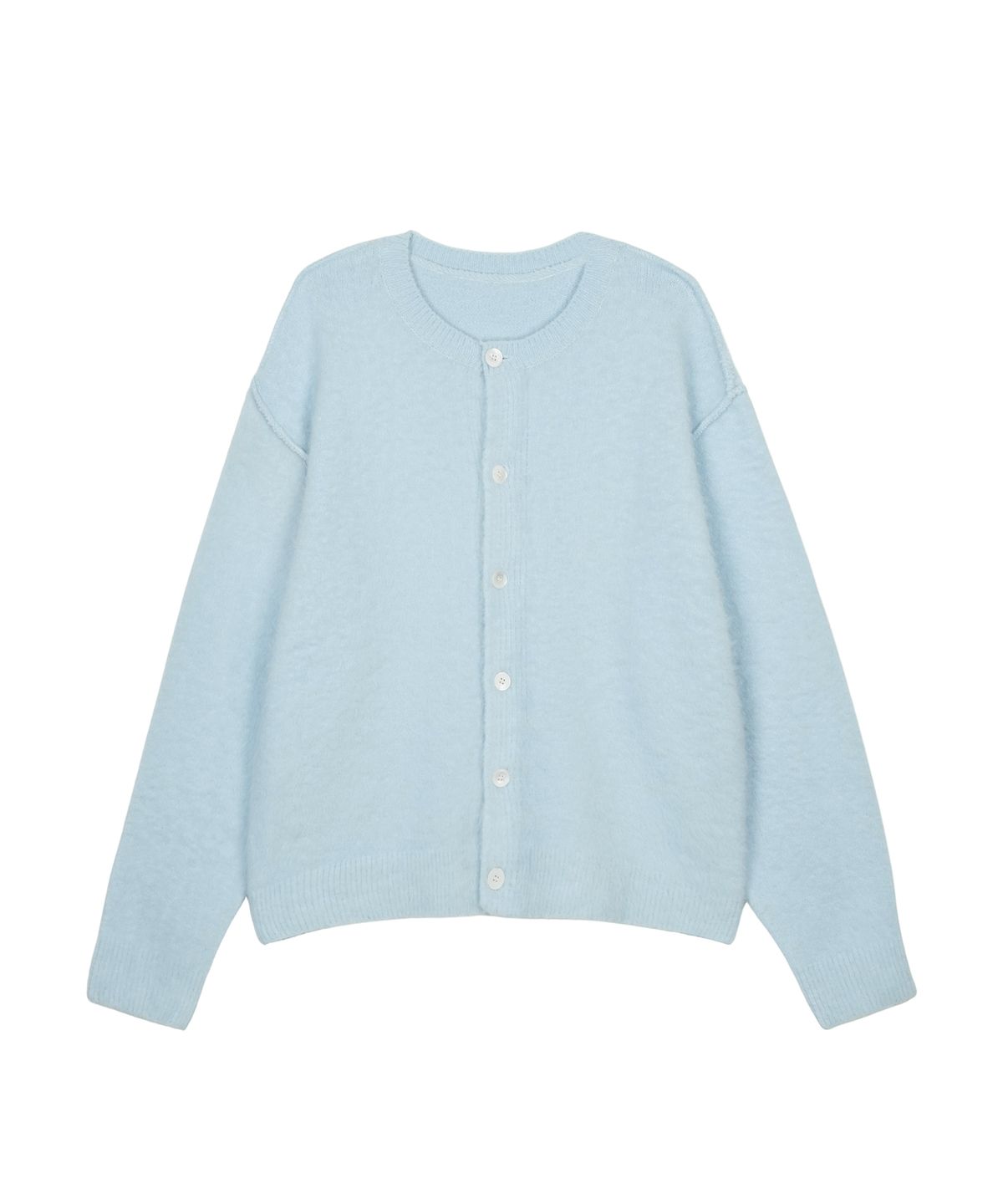 구보(GUVO) Out seam round-neck cardigan, sky-blue