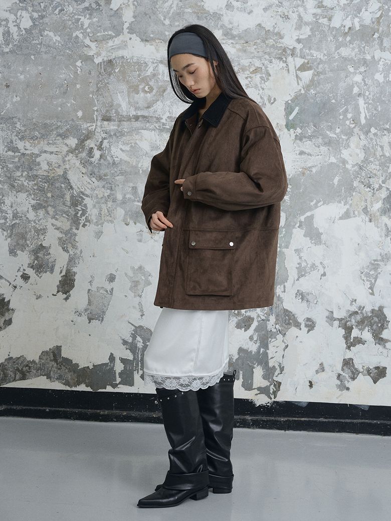스웨이드 코듀로이 카라 자켓