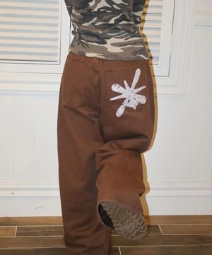 포켓 로고 코튼 팬츠_브라운