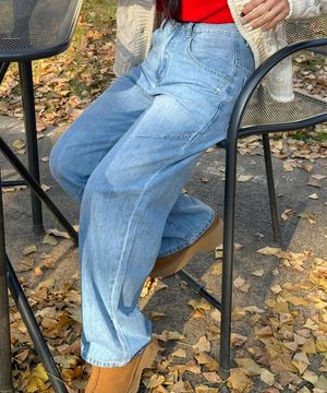 컷팅 워시드 데님 팬츠_라이트블루