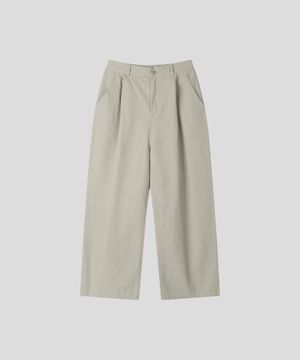 벌룬핏 핀턱 와이드 코튼 팬츠 [연베이지]