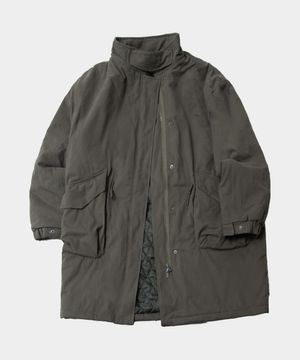 필드 베이직 하이넥 빅 포켓 피시테일 롱 야상 패디드 코트 자켓 [차콜]