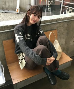 시그니처 로고 스웨트_차콜