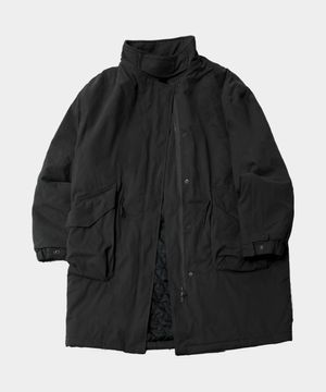 필드 베이직 하이넥 빅 포켓 피시테일 롱 야상 패디드 코트 자켓 [블랙]