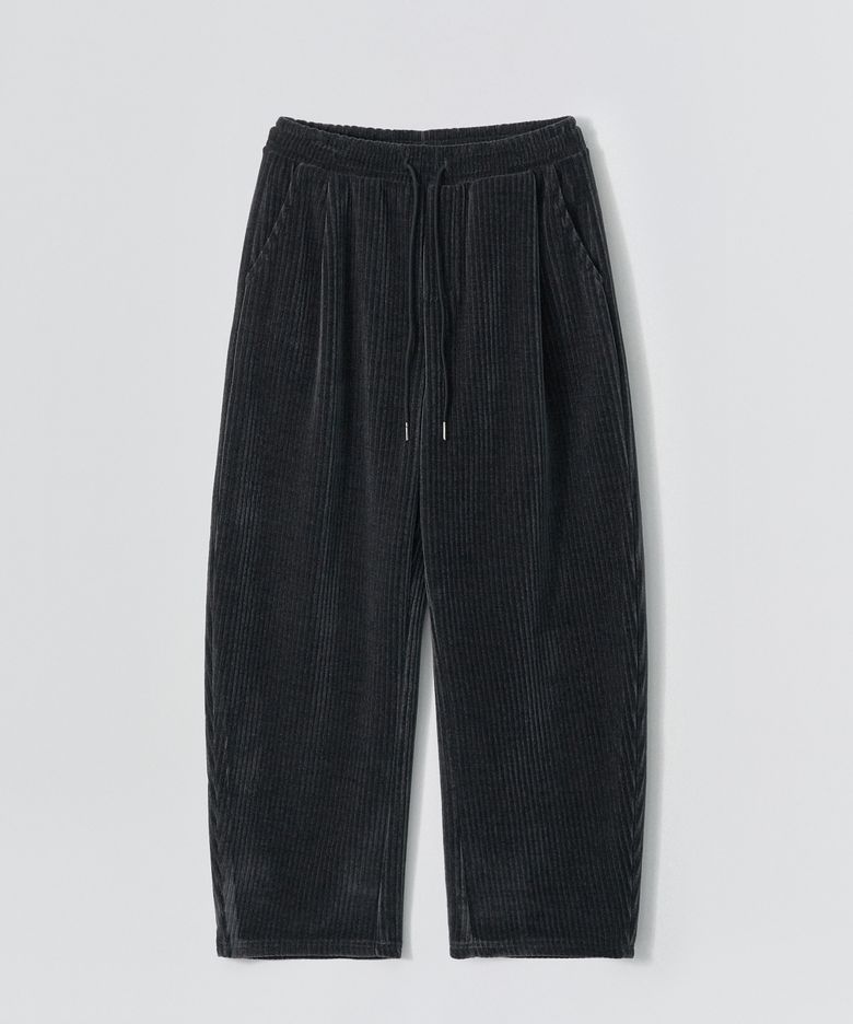 Roy Velvet Banded Pants_Charcoal
