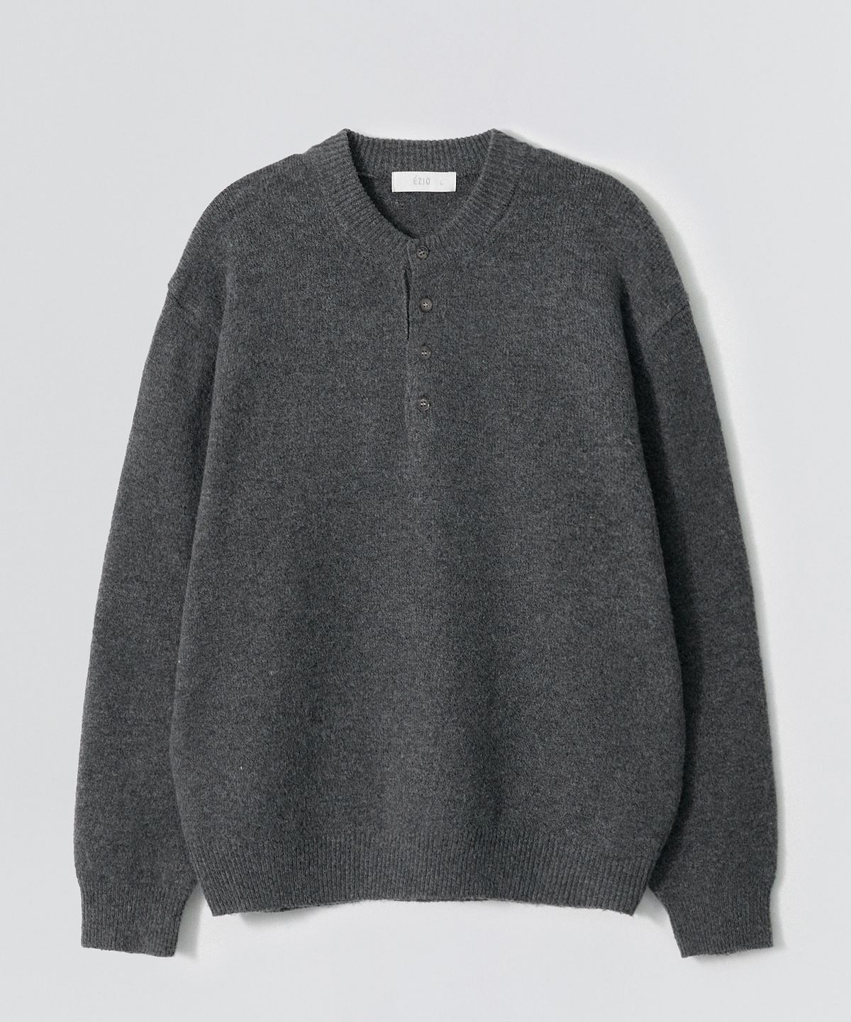 이지오(EZIO) Henley Neck Wool Blend Knitwear_Charcoal