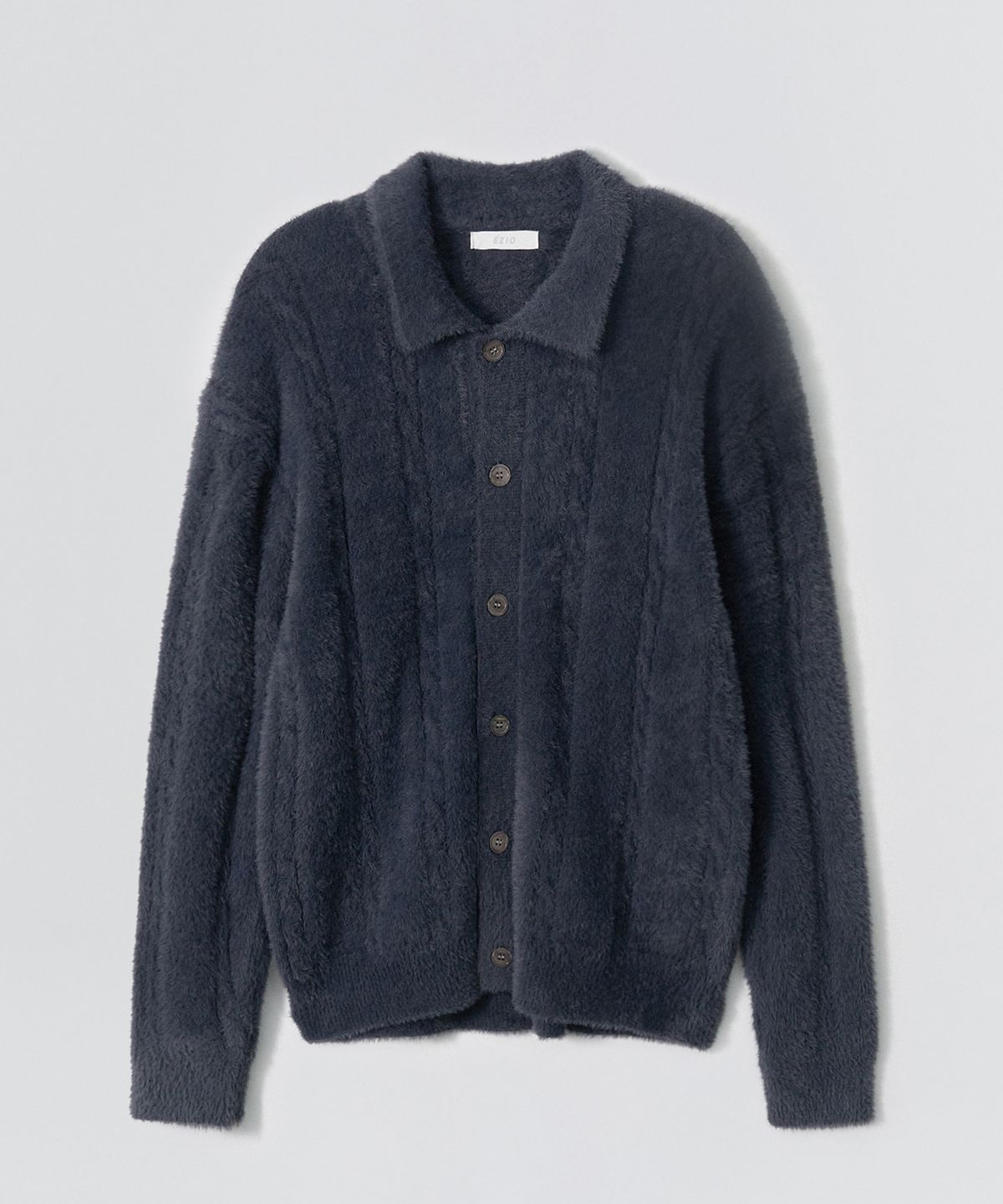 이지오(EZIO) Cable Angora Cara Cardigan_Charcoal