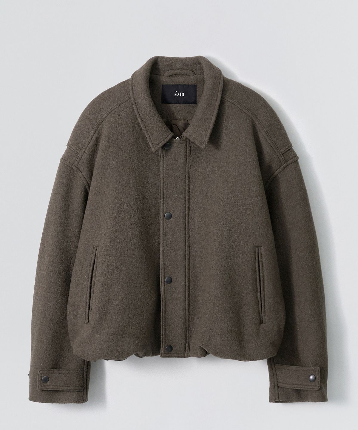 이지오(EZIO) Wool Crop Zip Jacket_Beige
