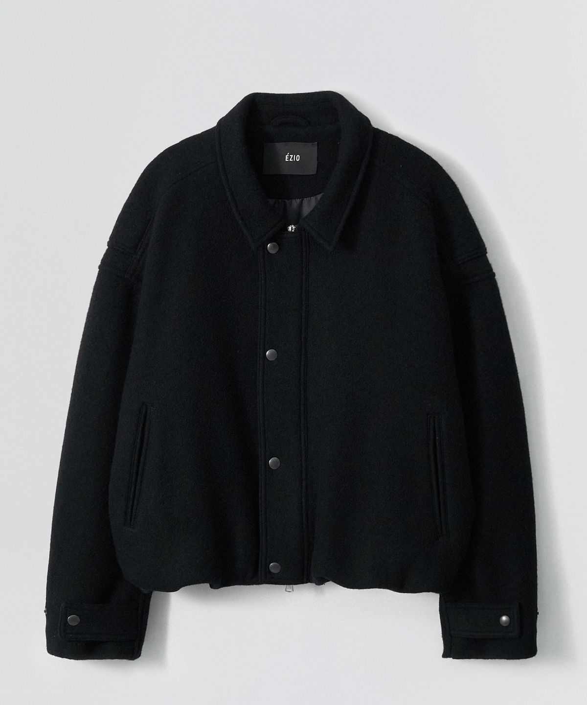 이지오(EZIO) Wool Crop Zip Jacket_Black