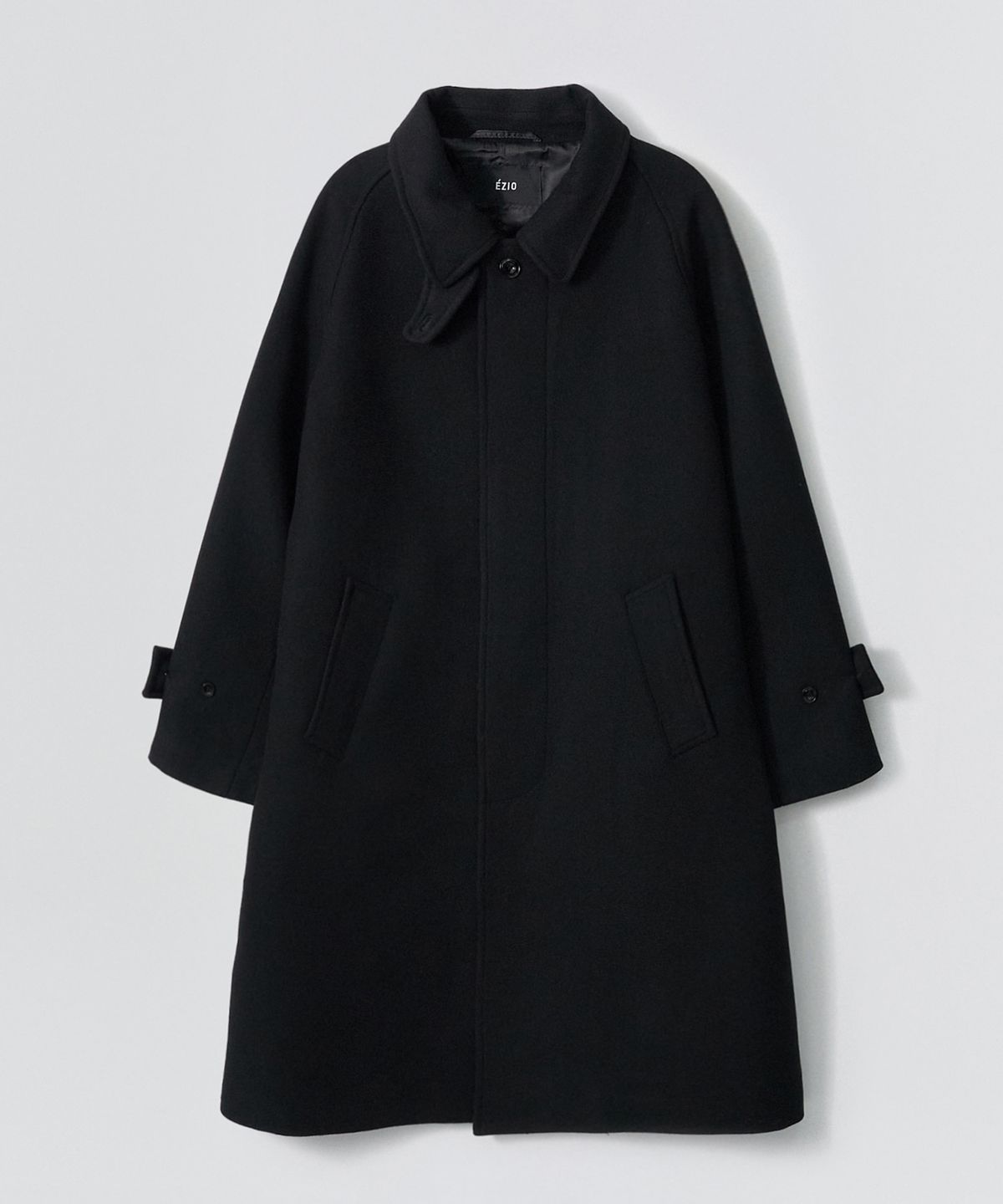 이지오(EZIO) Wool Blend Balmacan Coat_Black