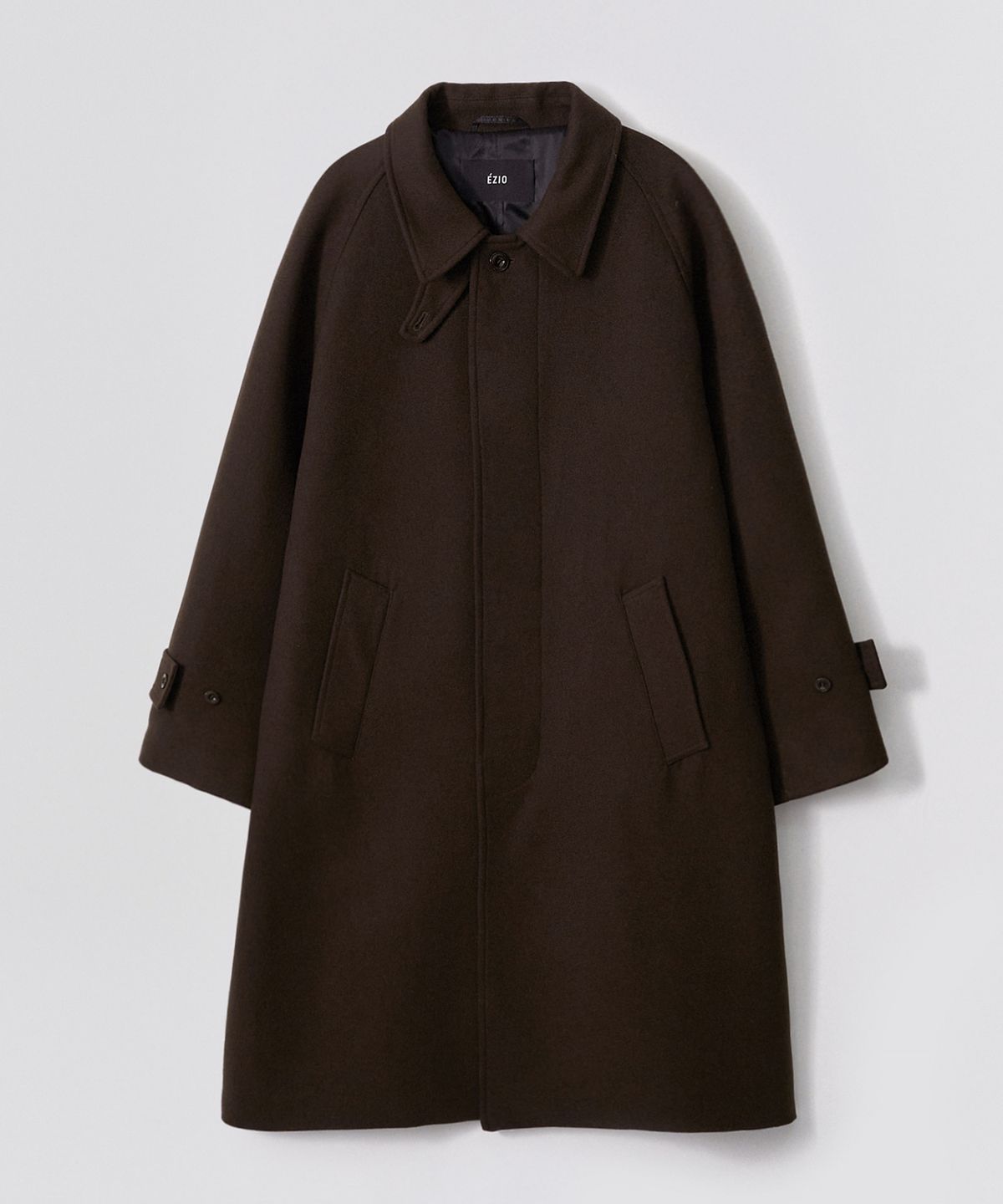 이지오(EZIO) Wool Blend Balmacan Coat_Brown
