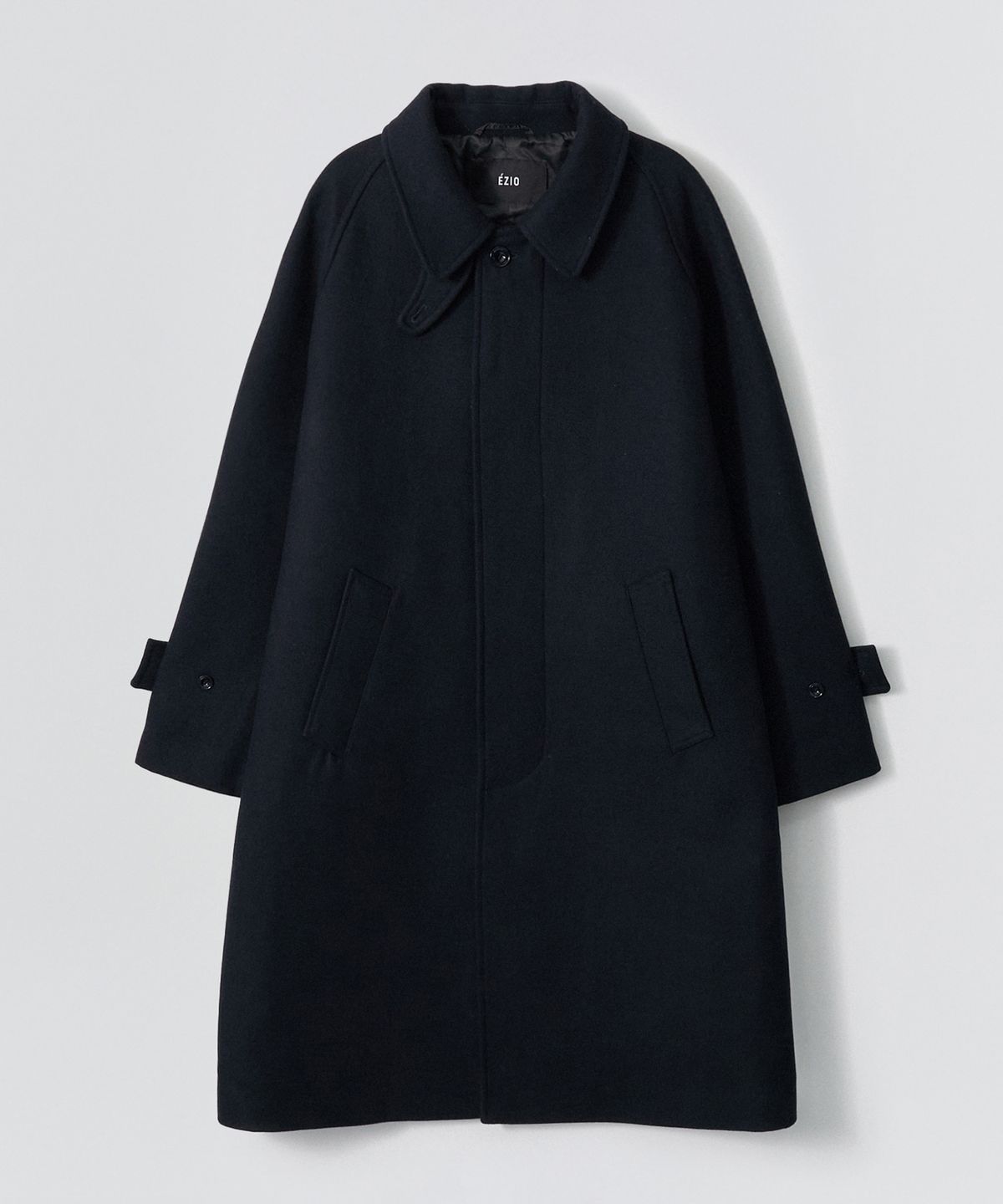 이지오(EZIO) Wool Blend Balmacan Coat_Navy