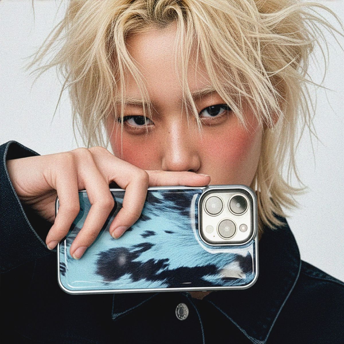 메모리즈바운더리(MEMORIESBOUNDARY) Classic Cowhide Phone Case SkyBlue (SV_Epoxy/MagSafe Glass)