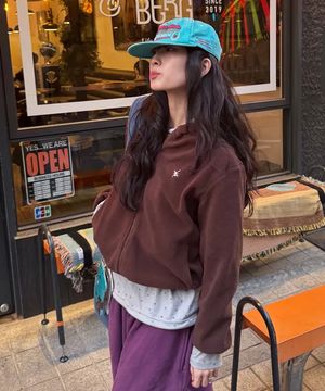 폴라 플리스 후디 집업_브라운