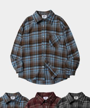 포레스트 옴브레 베이직 포켓 헤비 체크 패턴 오버핏 셔츠 _3COLOR
