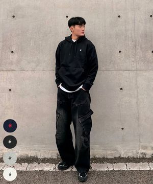 남성 시그니처 베이직 로고 기모 후드티 4Color TS559