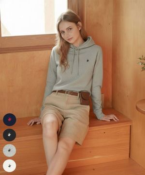 여성 시그니처 베이직 로고 기모 후드티 4Color TS559