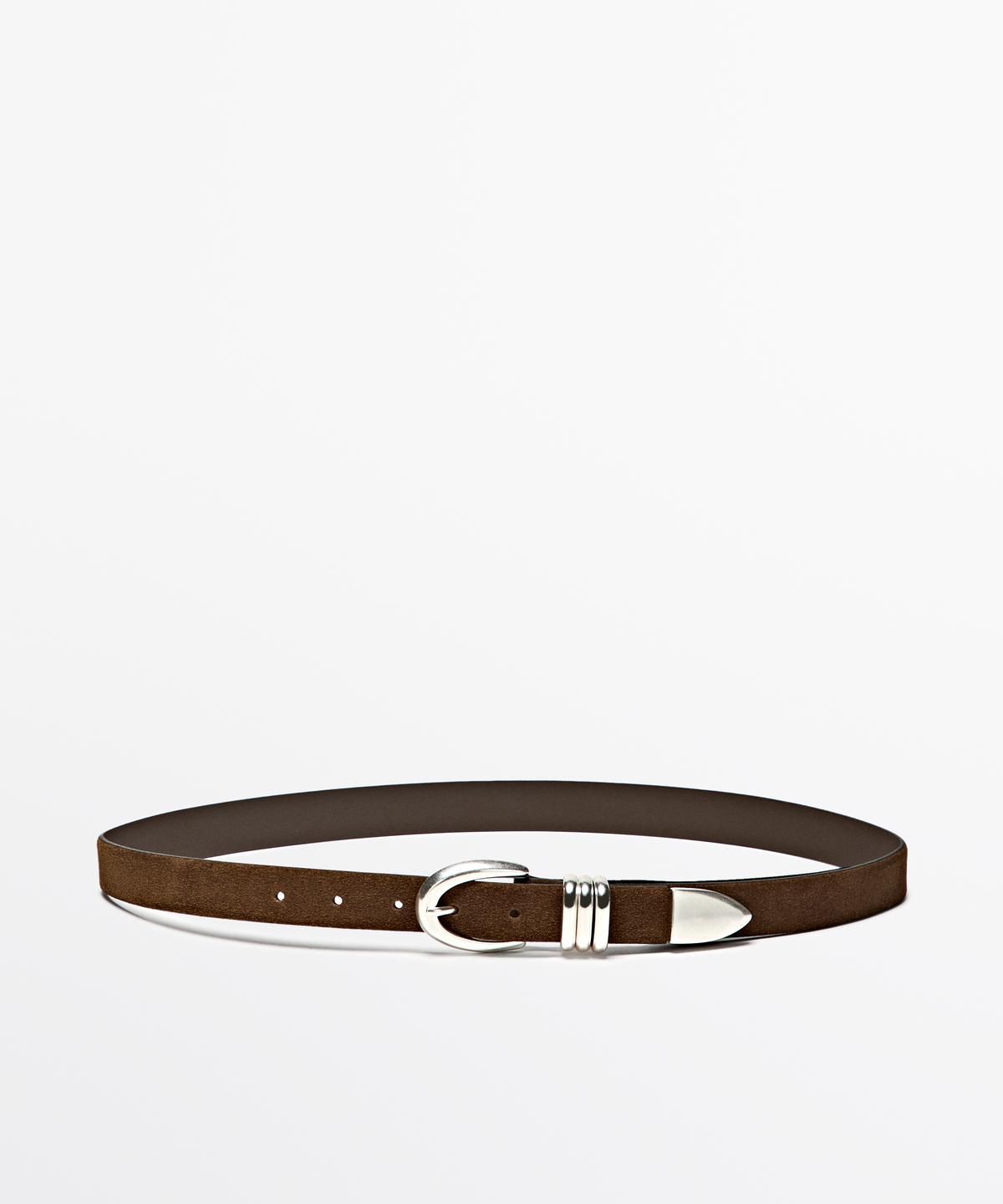 마시모두띠(MASSIMO DUTTI) 메탈 디테일 스플릿 스웨이드 벨트