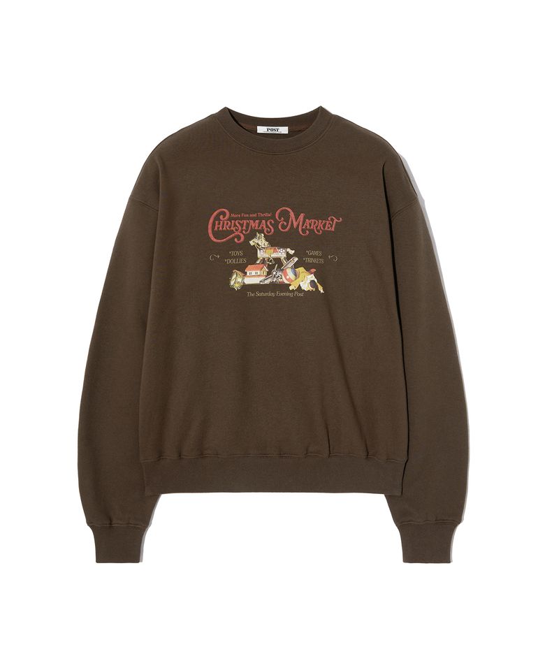 Christmas Market Graphic Sweat shirt_Burgundy