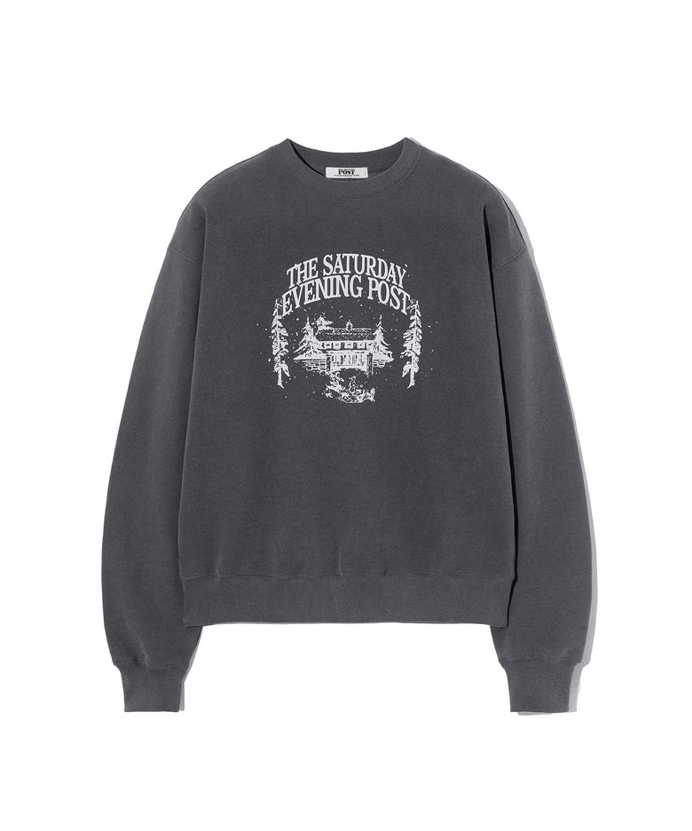 Snow House Graphic Sweat shirt_Charcoal