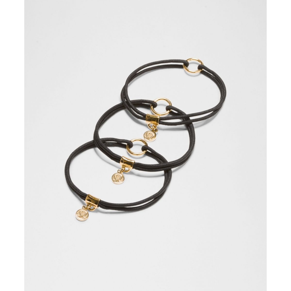 룰루레몬(LULULEMON) 로고 참 헤어 타이 *3팩  BLK GOLD