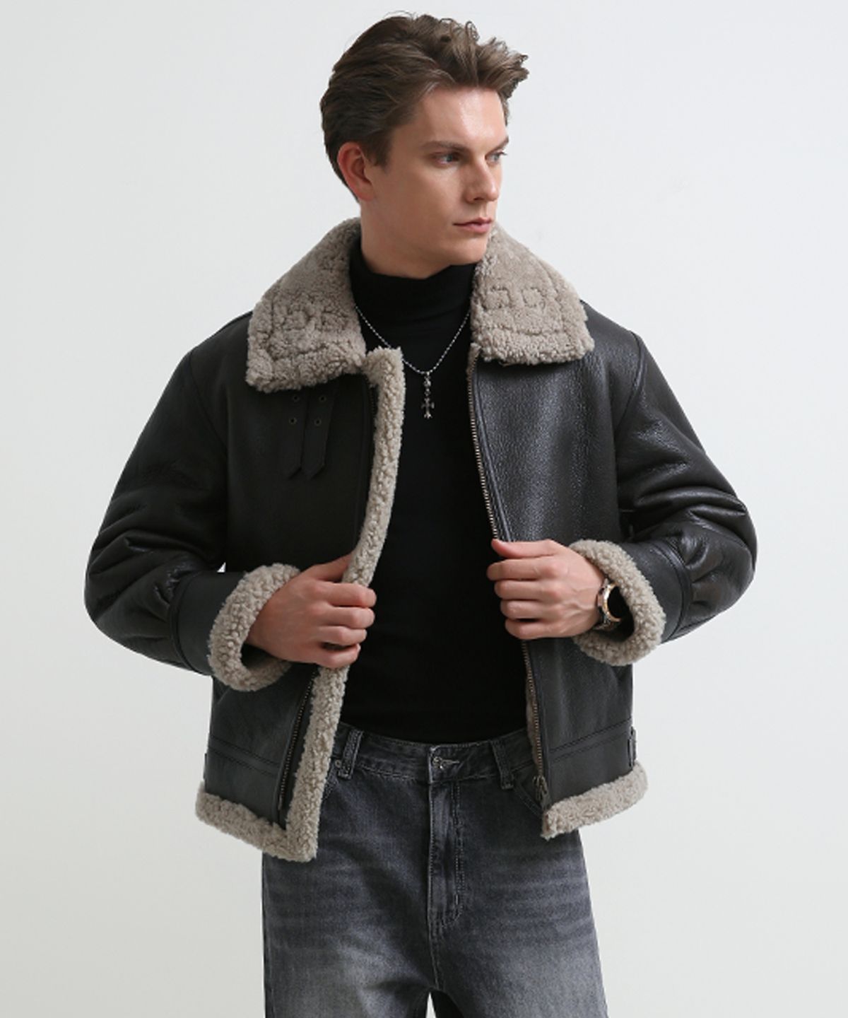 스트라이크(STRIKE) Helios Lambskin Shearling Jacket (DARK BROWN)