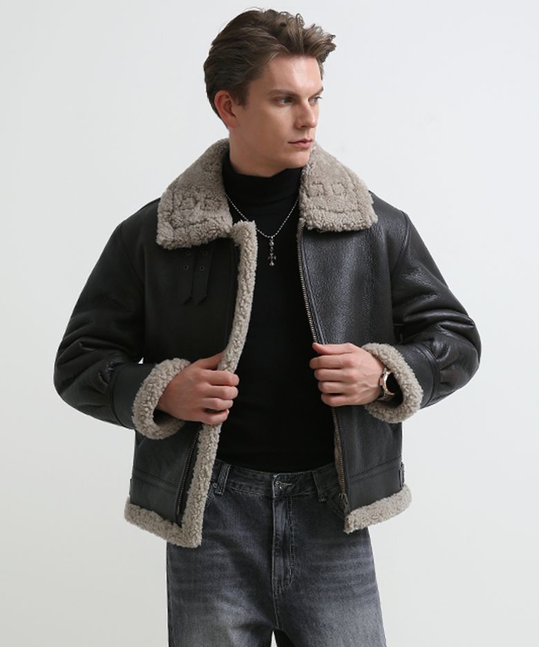 Helios Lambskin Shearling Jacket (DARK BROWN)
