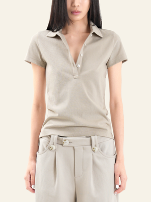 슬림 폴로 셔츠 (베이지)