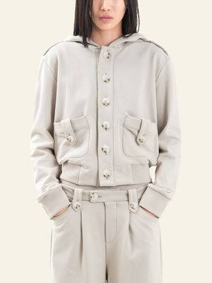 버튼업 집업 후드 자켓 (베이지)