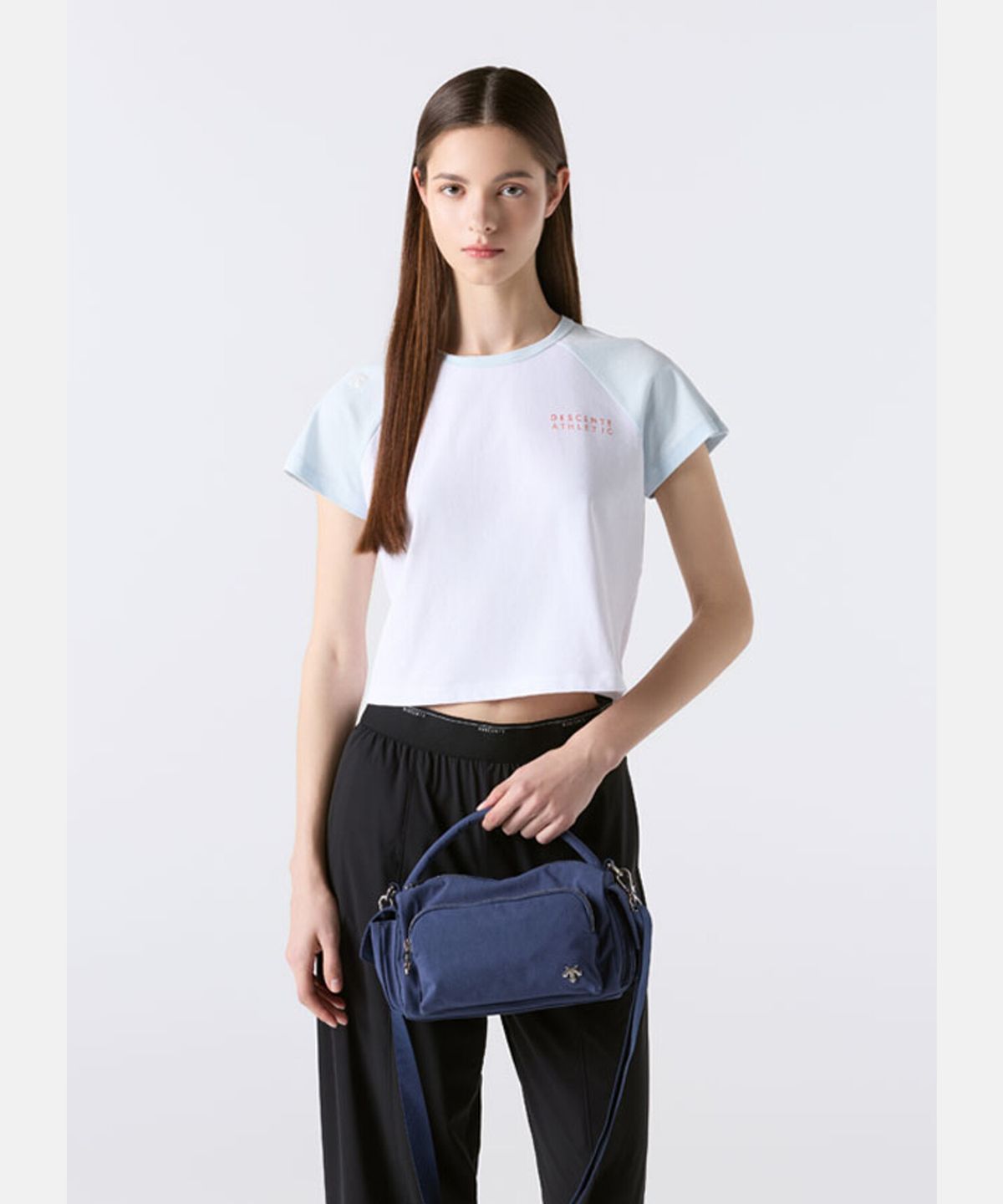 데상트(DESCENTE) 우먼스 스몰 2WAY 실린더백 블루 SR122UBG14