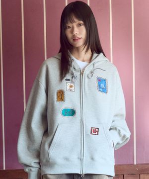 Frame story 자수 집업 후드 집업 자켓 AZIP805 (멜란지)