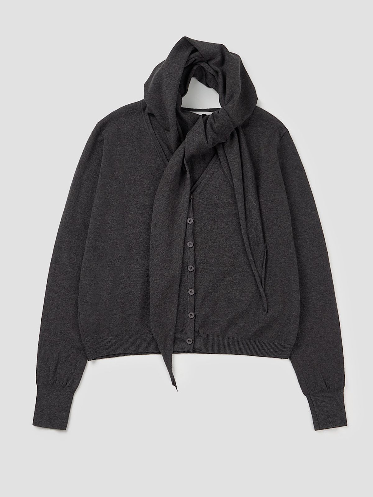 아포엠(APOEM) Scarf Tie Knit Cardigan (3C)