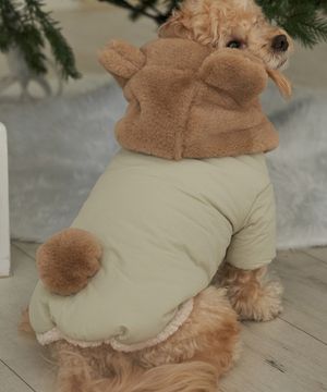 강아지 겨울 하네스옷 테디 포근 패딩 브라운