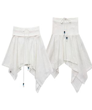 2WAY 트립 언발란스 골지 튜브탑 스커트_아이보리