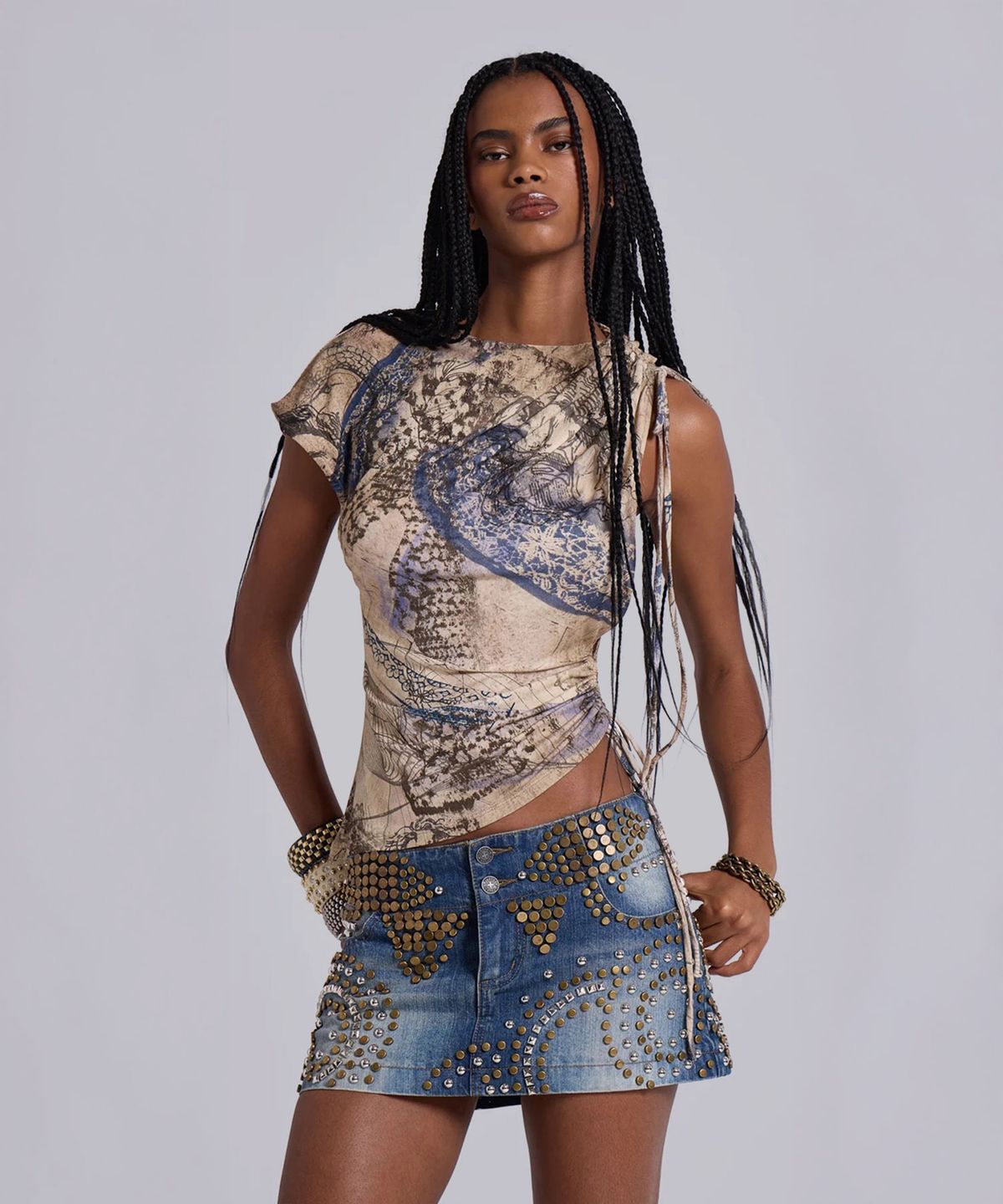 제이디드 런던(JADED LONDON) (W) 에이심 루치드 톱 멀티 ASYM RUCHED TOP MULTI
