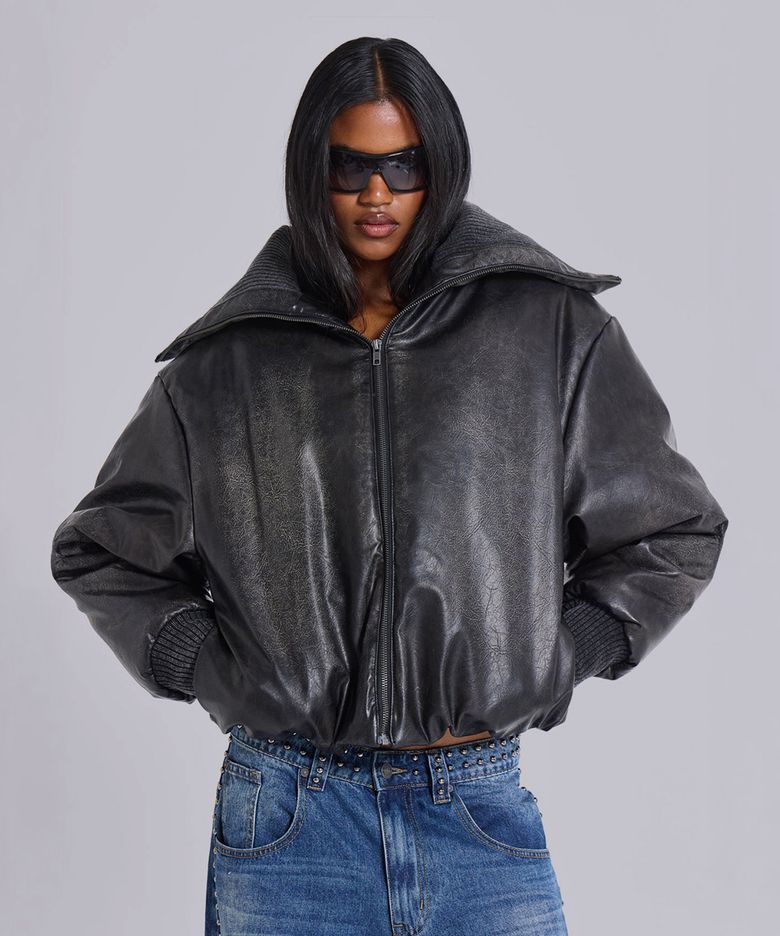 (U) 푸퍼 봄버 블랙 PUFFER BOMBER BLACK