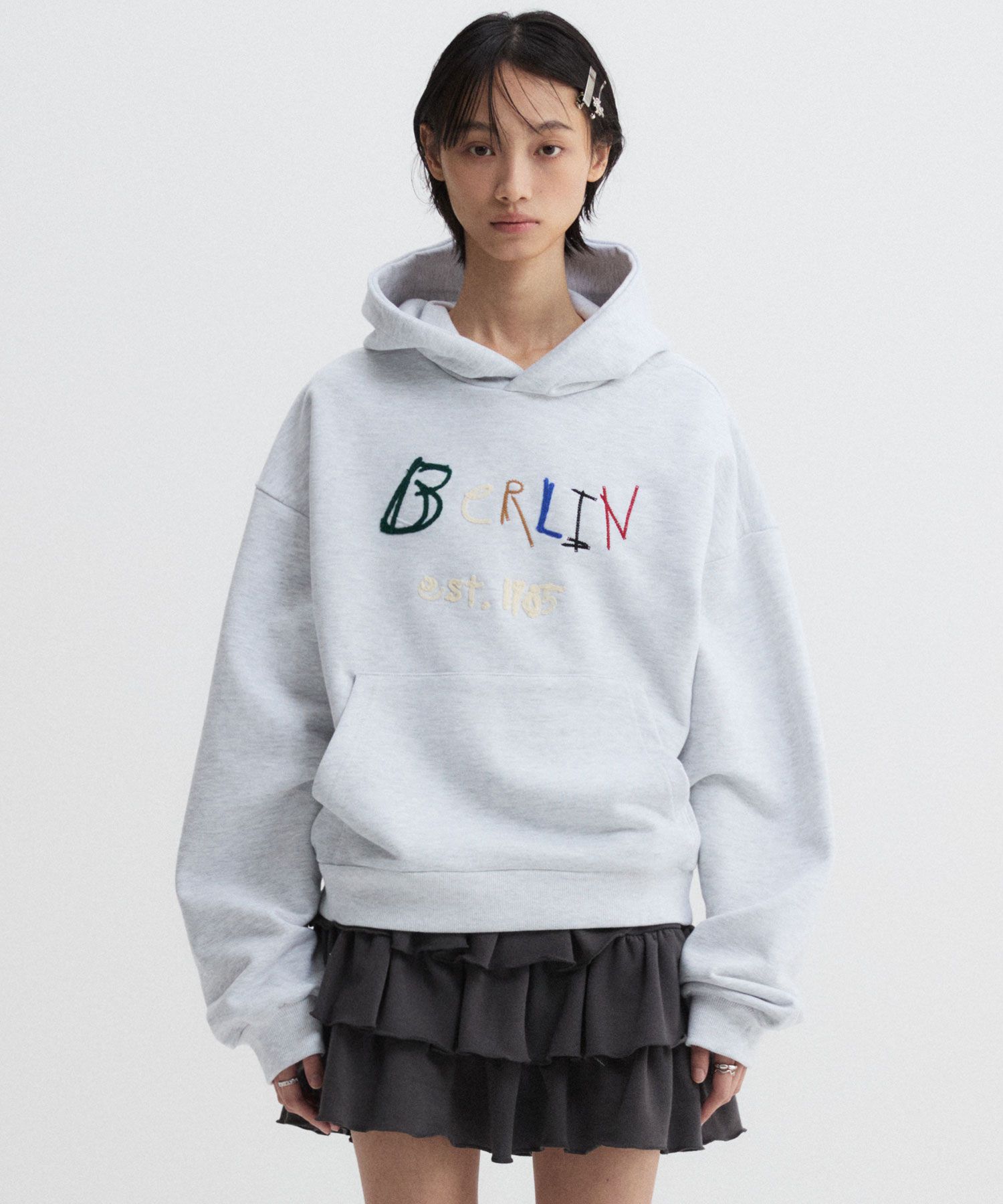 MUSINSA | DNSR WOMEN Crop Berlin Hoodie Gray