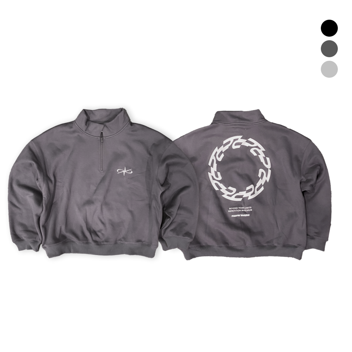 렙시멈(REPXIMUM) 서클 엠보 로고 컴포트 오버핏 하프집업 (3Colors)