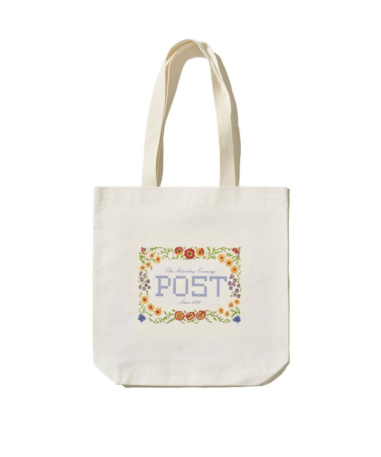 Flower Cross-Stitch Graphic Eco Bag