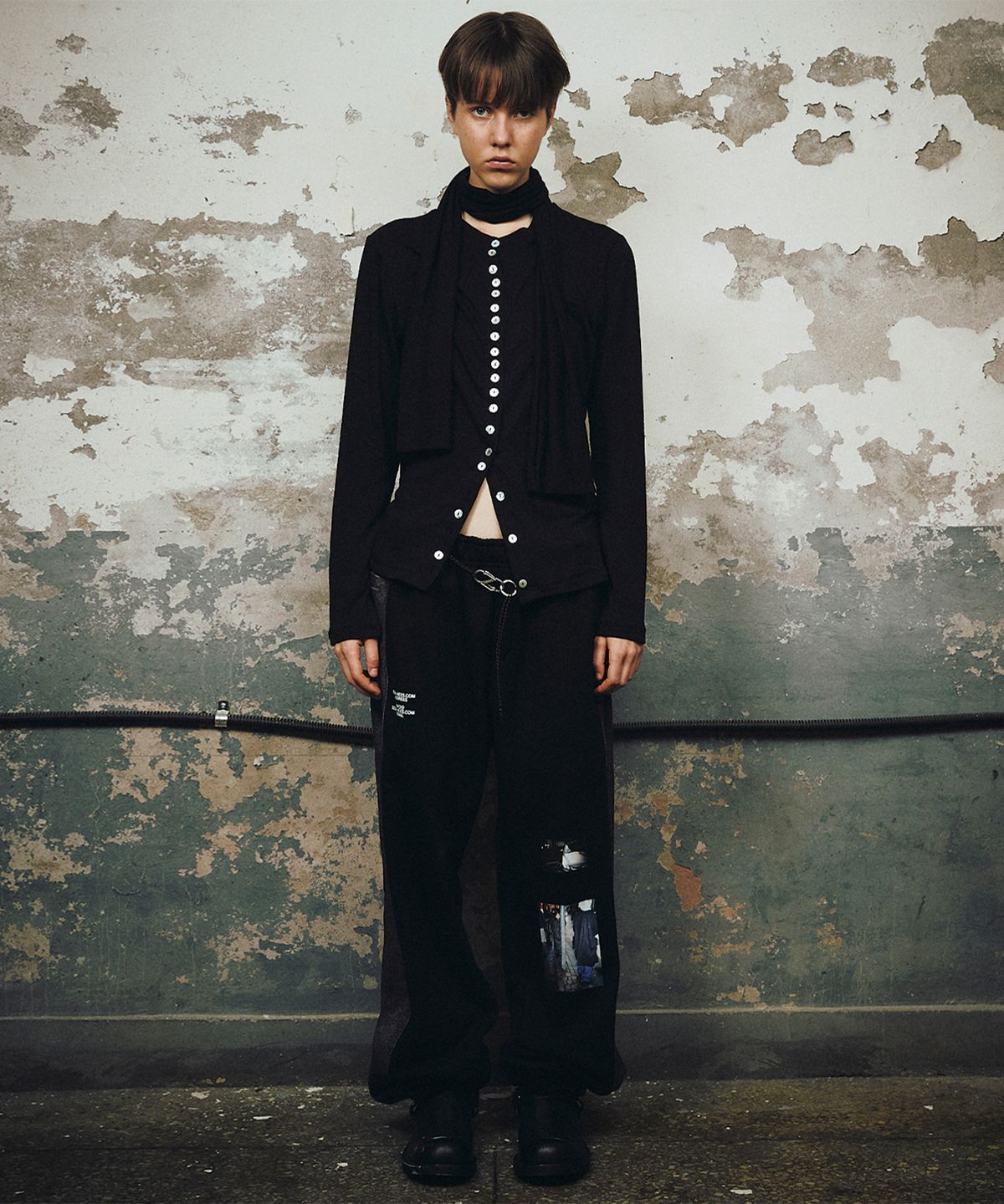 씬(SEEN) DENIM PANELED SWEATPANTS (Black)
