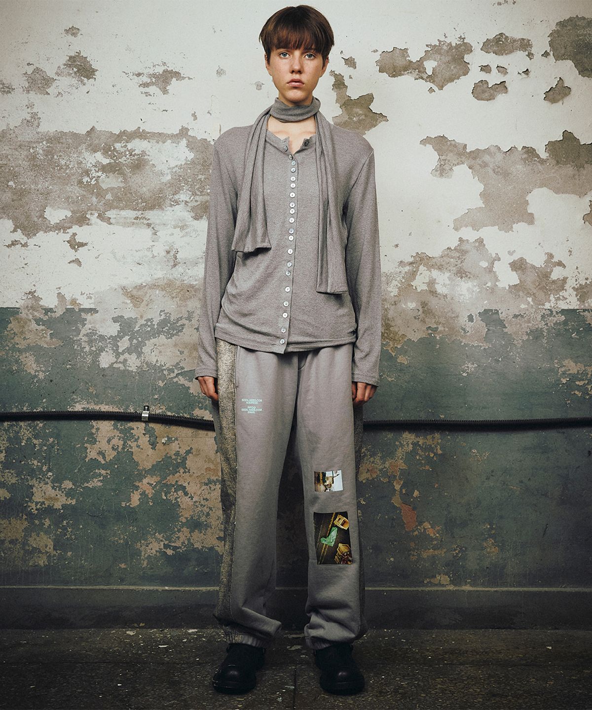 씬(SEEN) DENIM PANELED SWEATPANTS (Grey)
