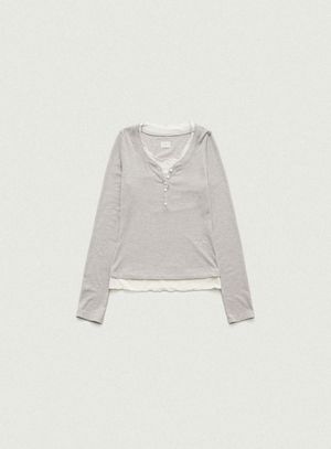 Aimee Slim Layered T-shirt_Light Grey