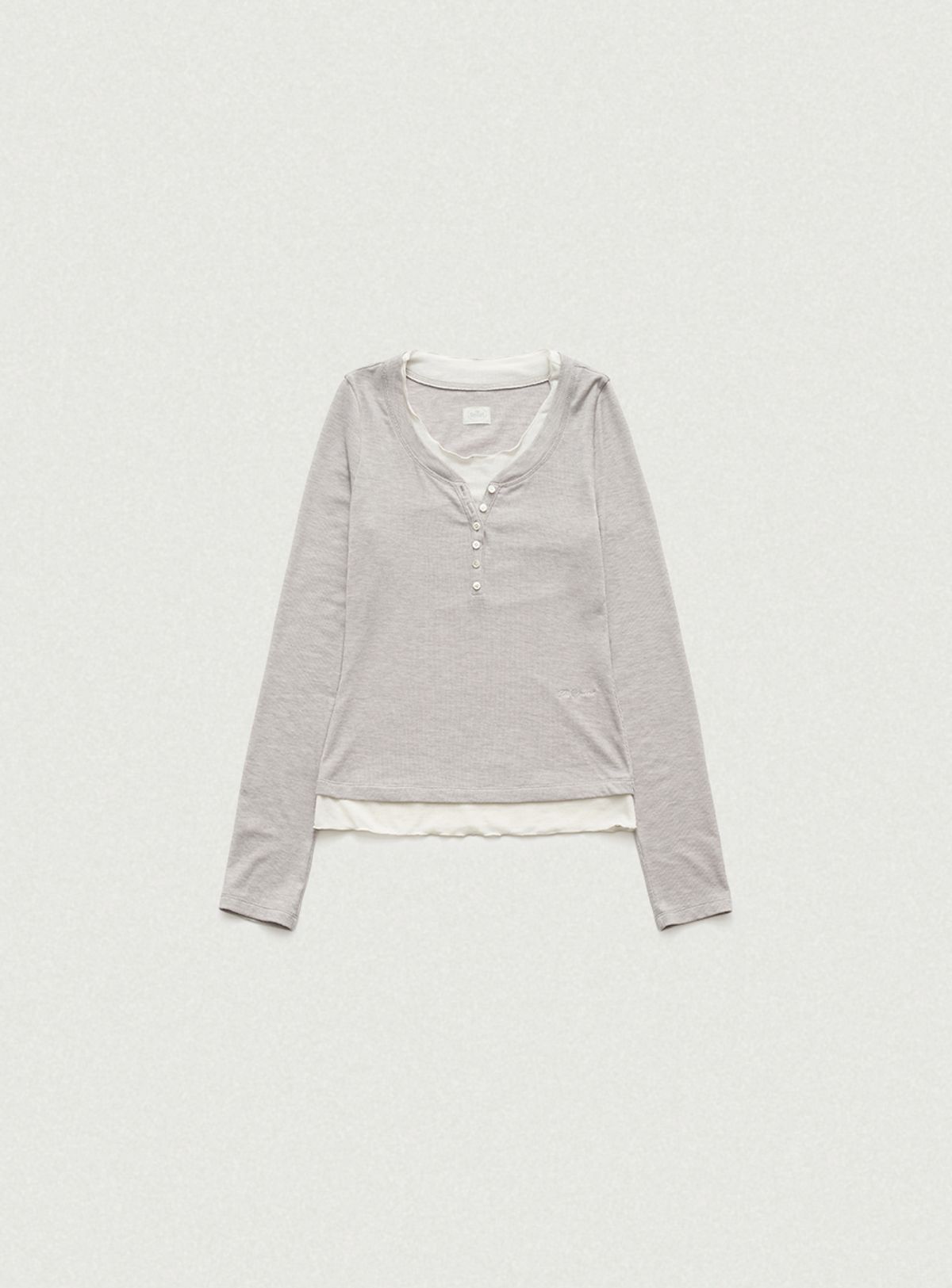 더바넷(THEBARNNET) Aimee Slim Layered T-shirt_Light Grey