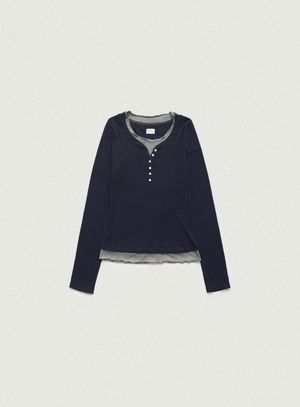 Aimee Slim Layered T-shirt_Navy