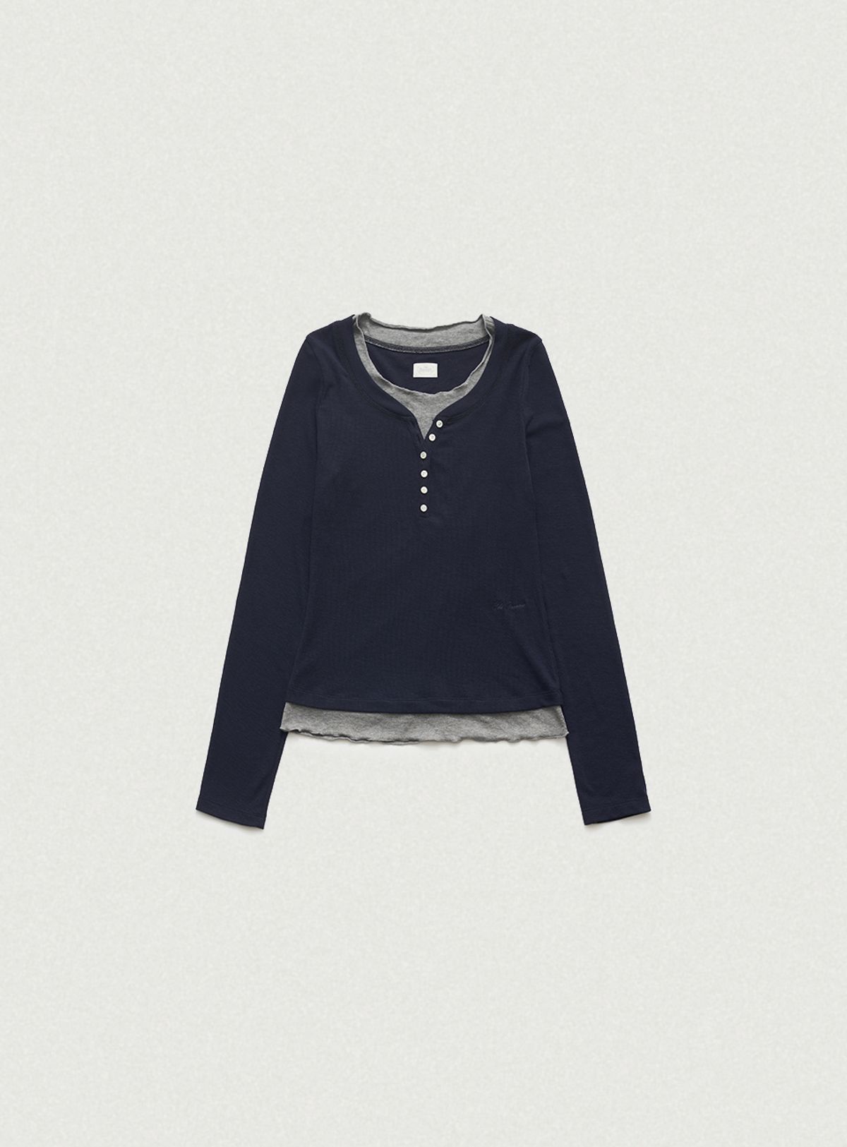 더바넷(THEBARNNET) Aimee Slim Layered T-shirt_Navy